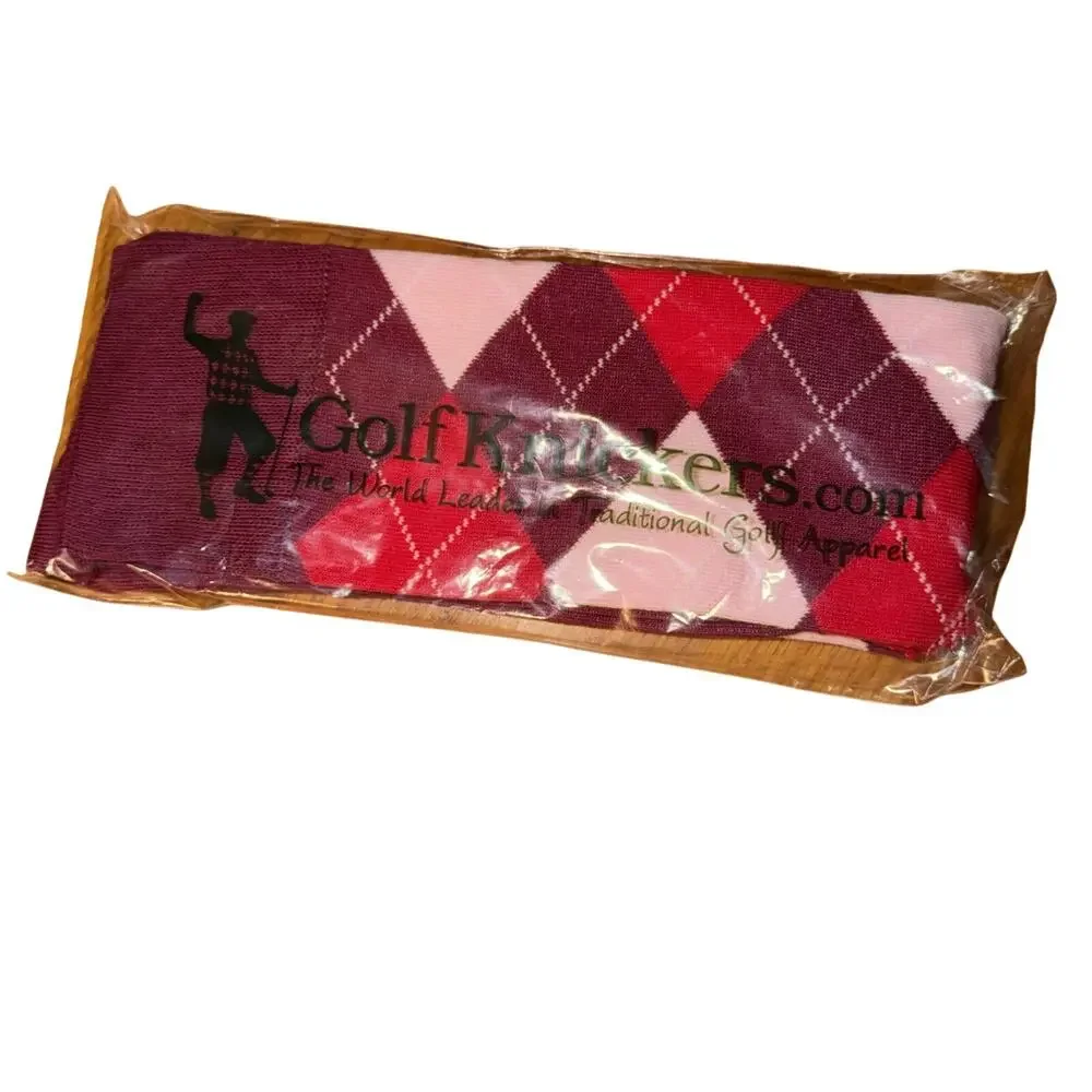 Golf Knickers Colorful Knee High Argyle Cotton Socks For Men Pink Red Maroon New